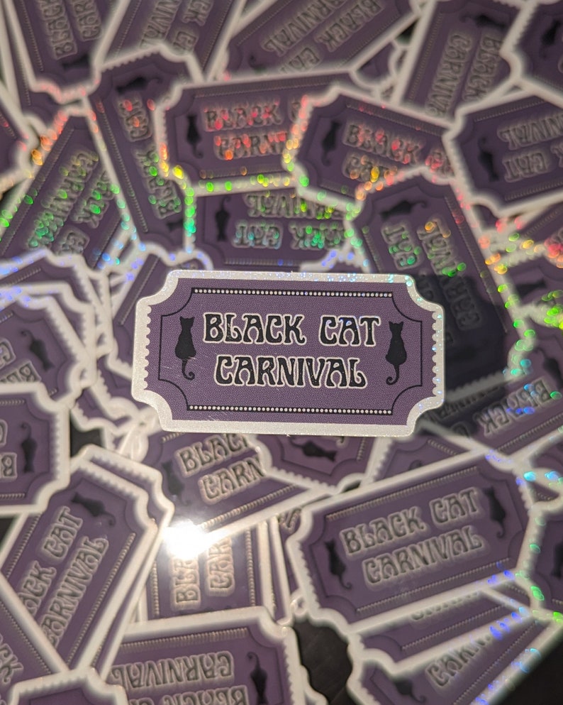 Schwarze Katze Karneval Ticket Aufkleber Bild 2