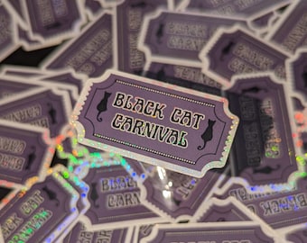 Schwarze Katze Karneval Ticket Aufkleber