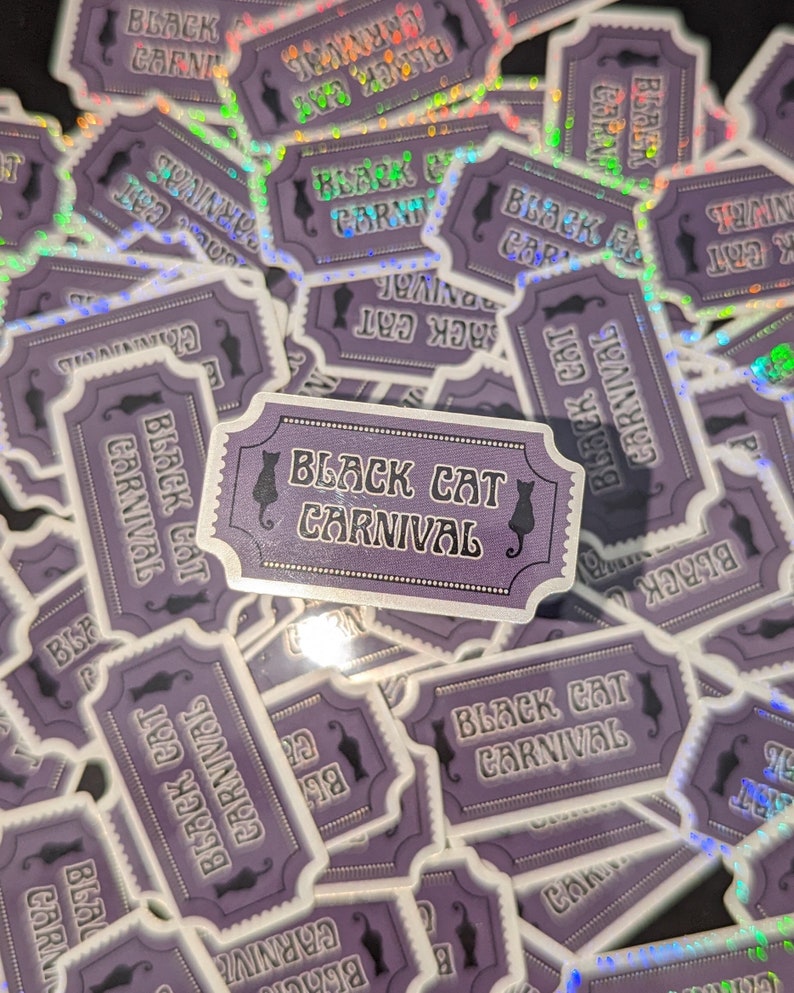 Black Cat Carnival Ticket Sticker image 3