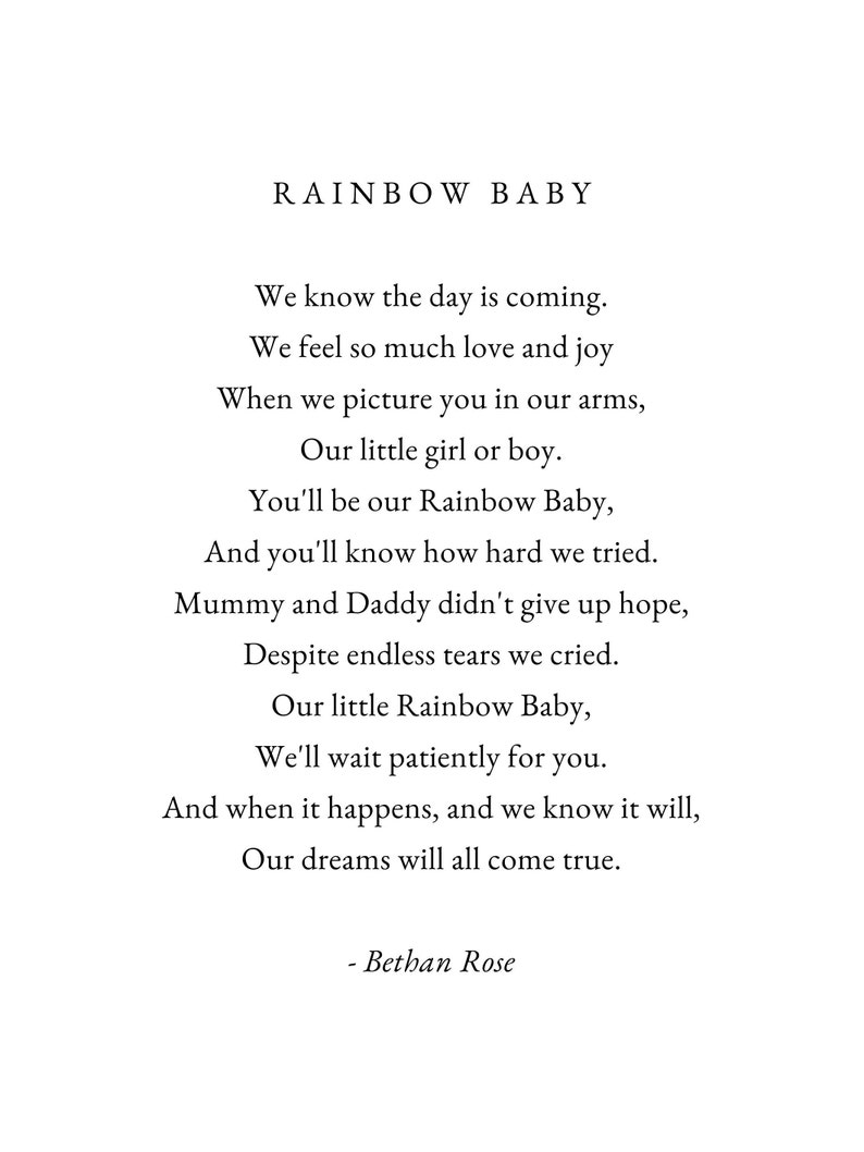 Rainbow Baby Poem Poems About Hope Poem About Love Etsy