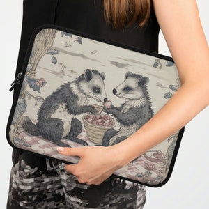 Opossum Picnic Laptop Sleeve, Designer MacBook Air Case, iPad Sleeve, 7&quot; 10&quot; 13&quot; 15&quot; 17&quot;, Premium Macbook Pro Cover, Whimsical, Charming