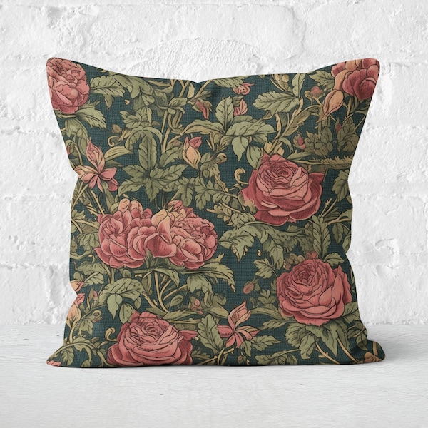 Green Floral Pillow Etsy