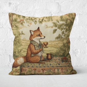 Charming Fox Picnic Pillow, Whimsical Woodland Scene, Nursery & Kids Room Decor, Fairy Tale Theme, INSERT INCLUDED