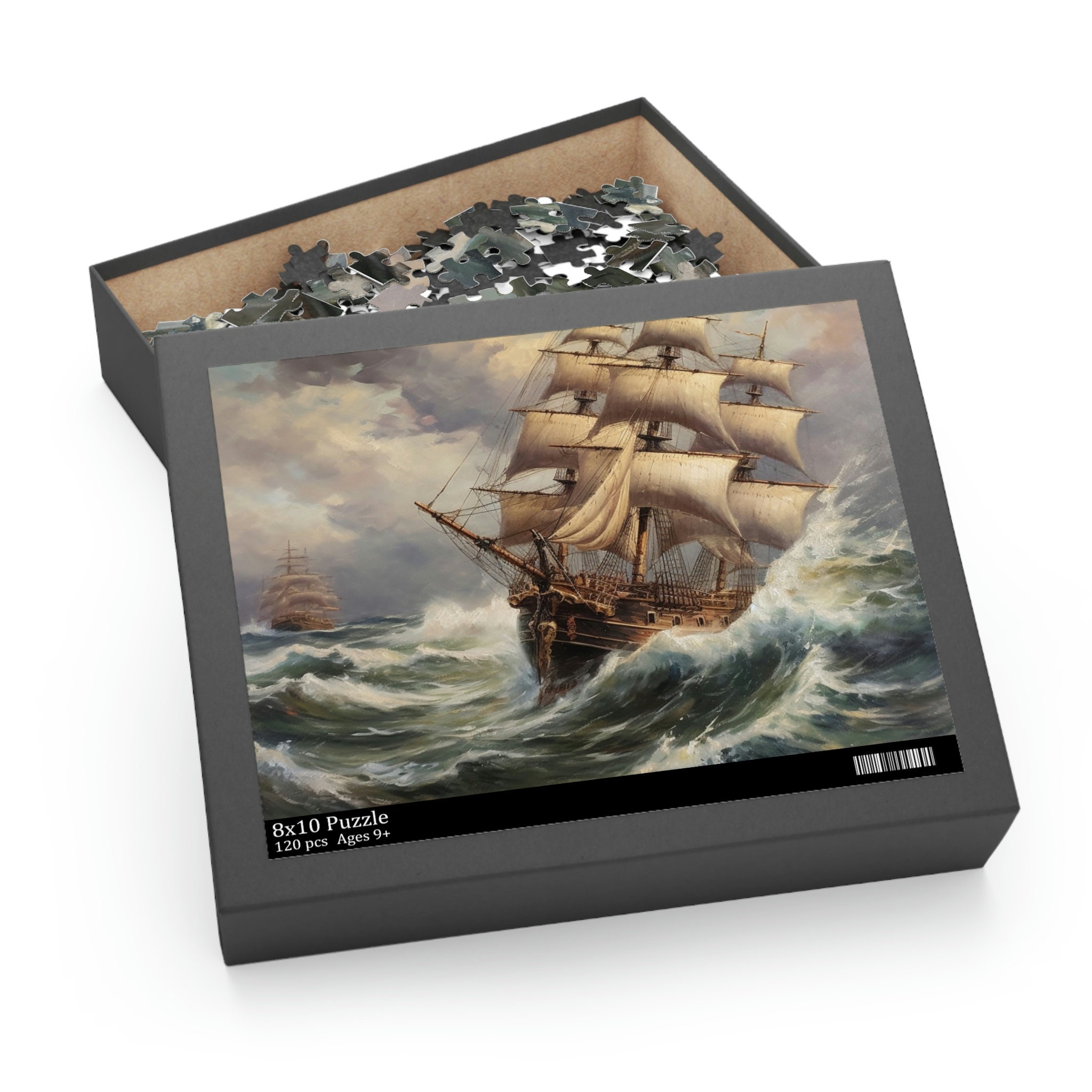 ジグソーパズル Breezing sea port Stormy Seas Ship Puzzle, 19th Century Nautical Artwork, 120
