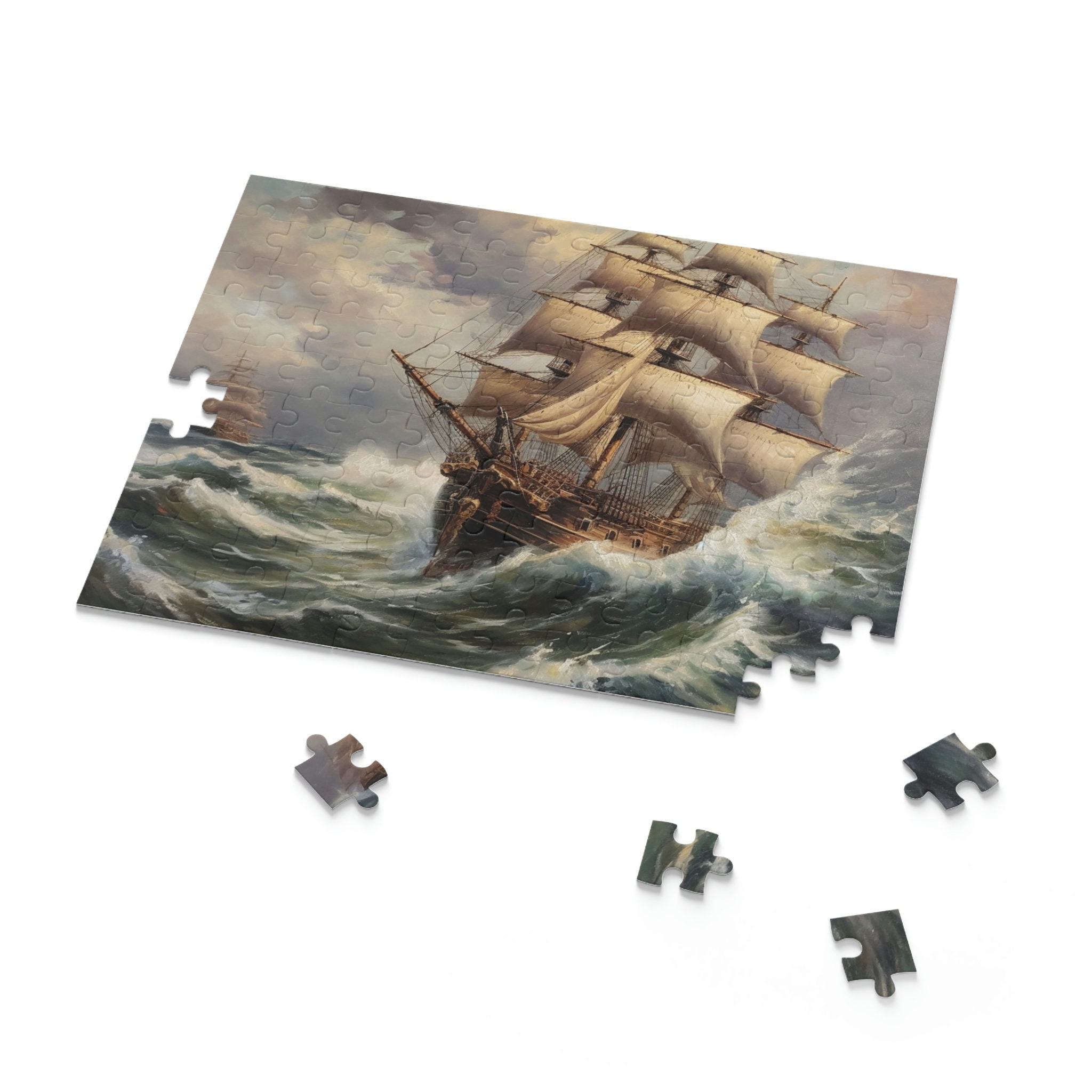 Stormy Seas Ship Puzzle, 19th Century Nautical Artwork, 120