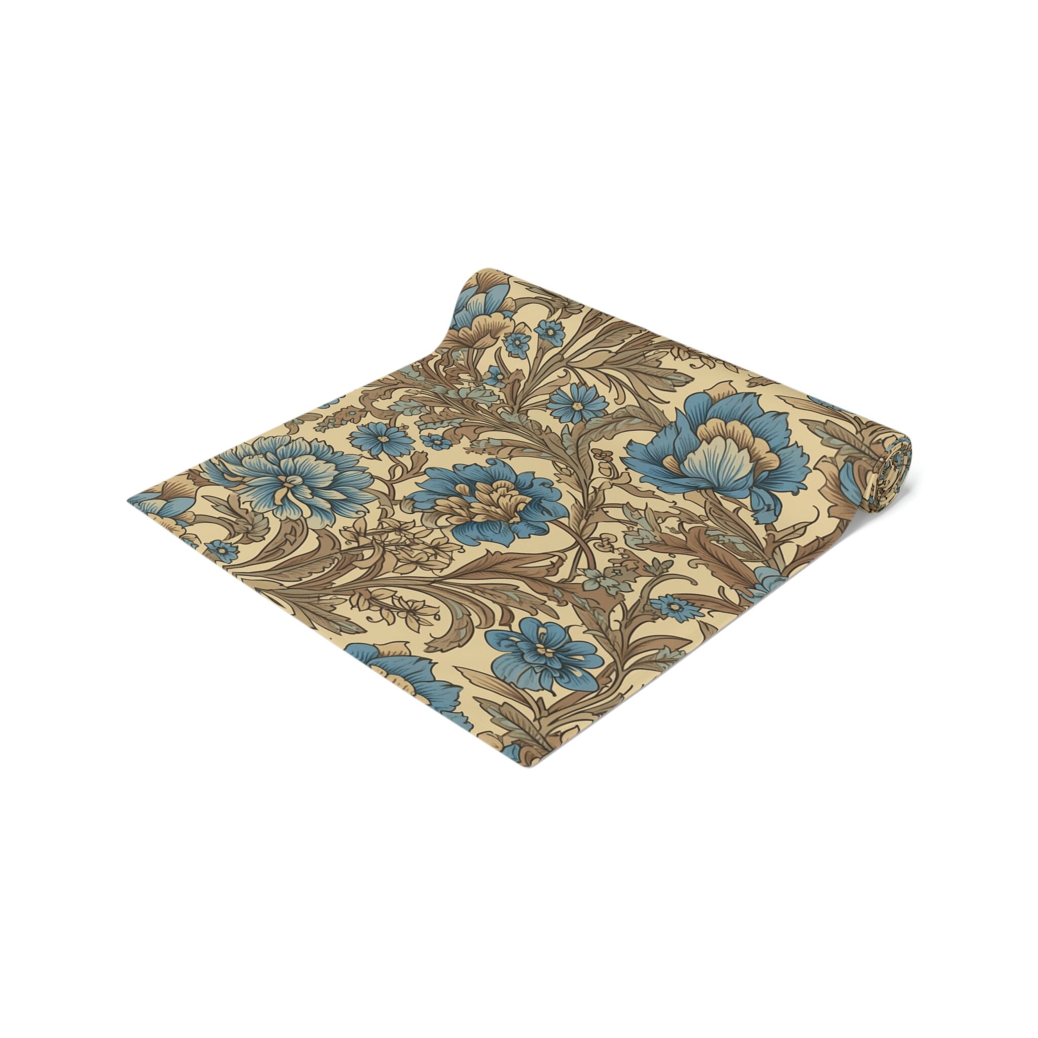 Coastal Blue & Sandy Beige Table Runner William Morris Etsy