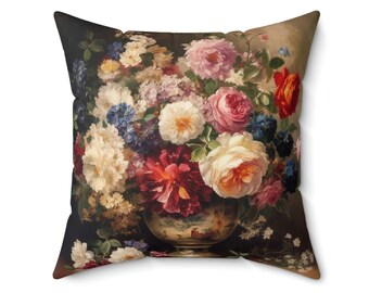 Charming Floral Vase Pillow, Oil Painting Art Cushion, Decorative Home Accessory, INSERT INCLUDED