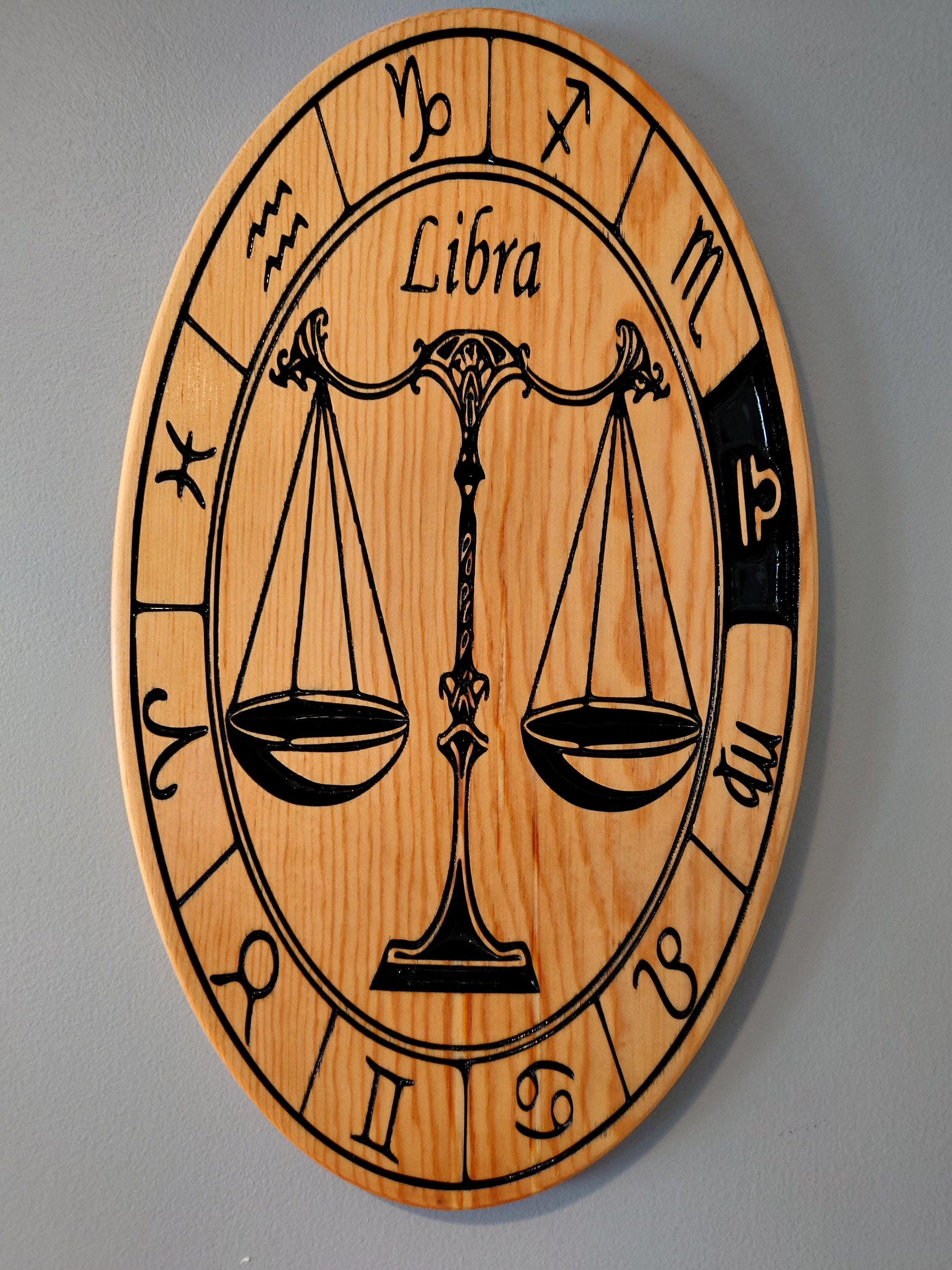 Custom Carved Wooden Zodiac Sign Pisces Taurus Virgo Etsy