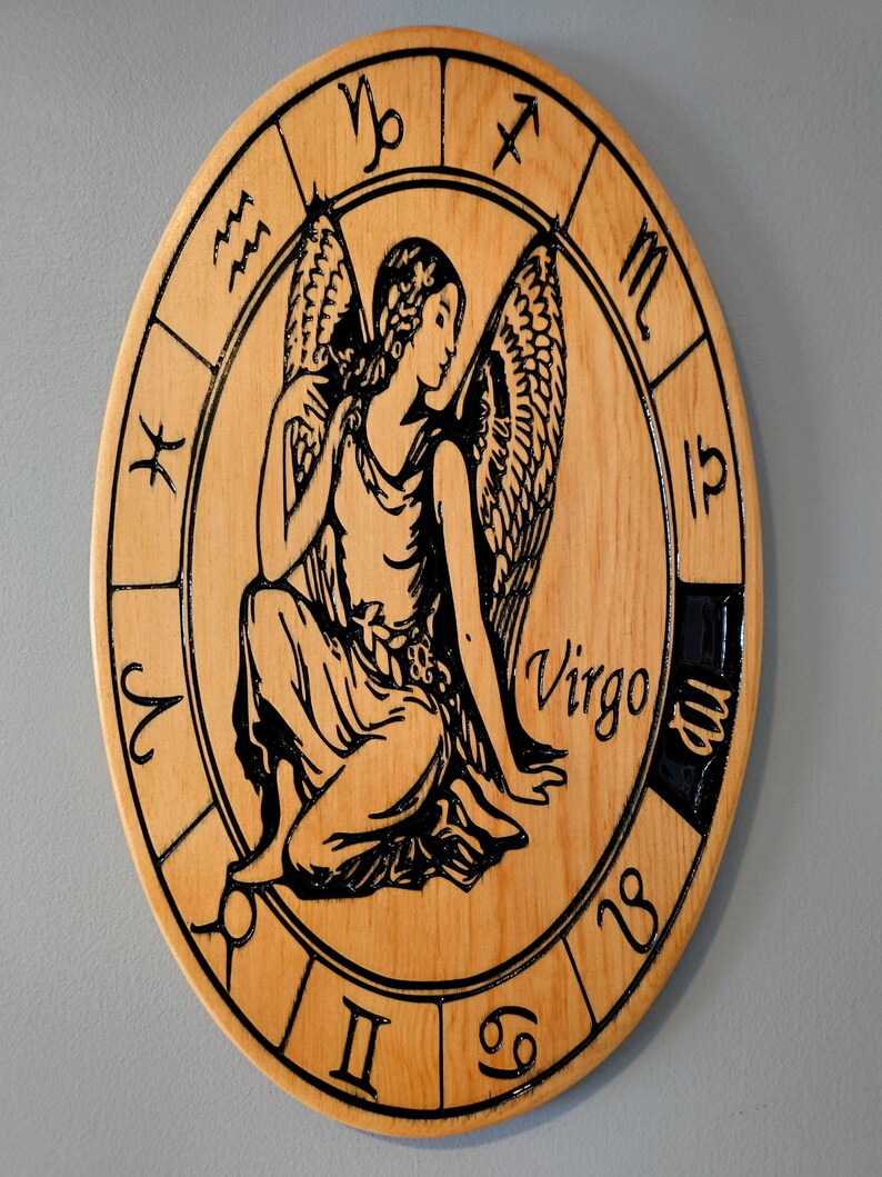 Custom Carved Wooden Zodiac Sign Pisces Taurus Virgo Etsy