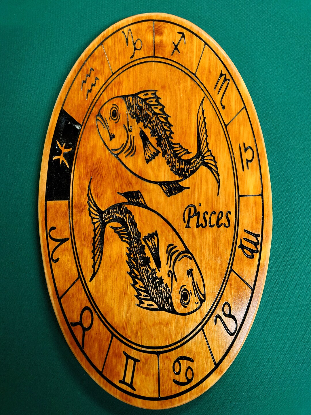 Custom Carved Wooden Zodiac Sign Pisces Taurus Virgo Etsy