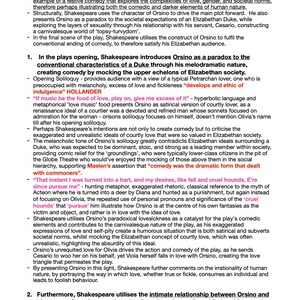 A* A Level English Lit Edexcel - Shakespeare Twelfth Night Essay Plans ...