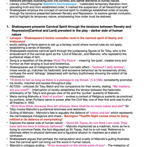 A* A Level English Lit Edexcel - Shakespeare Twelfth Night Essay Plans ...