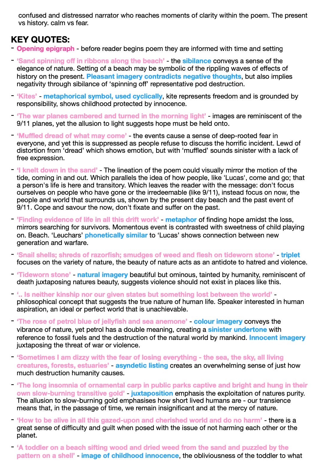 A* A Level English Lit Edexcel - Poetry Poems of the Decade Revision ...