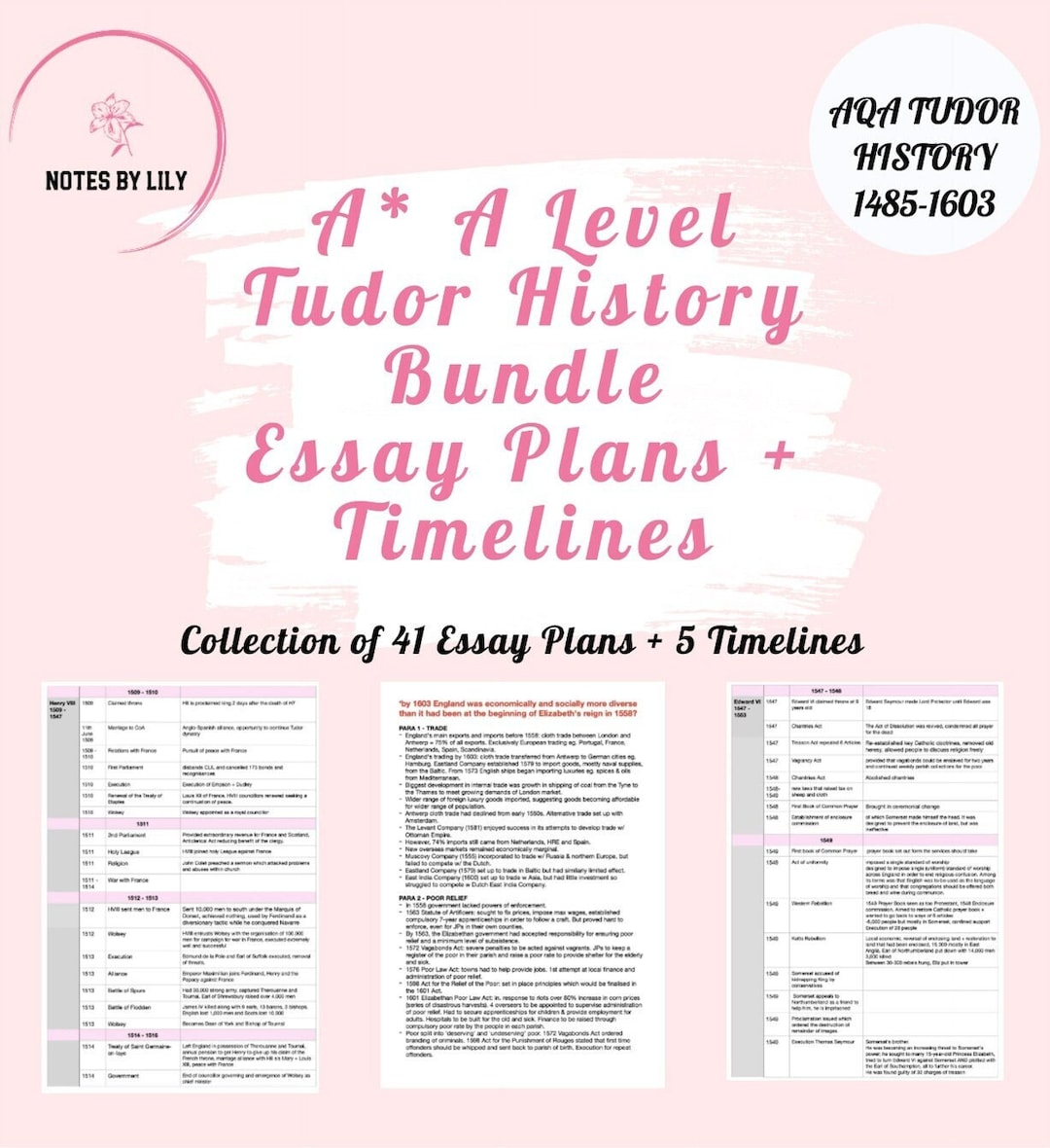a-level-aqa-tudor-history-revision-notes-bundle-72-pages-includes-41