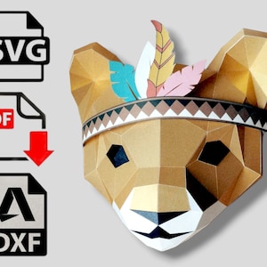 Paper Lion Wall Art - Unique 3D Papercraft for Kids Room or Nursery