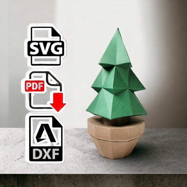 Modèle artisanal de sapin de Noël fait main dans un pot - PDF + fichiers SVG imprimables