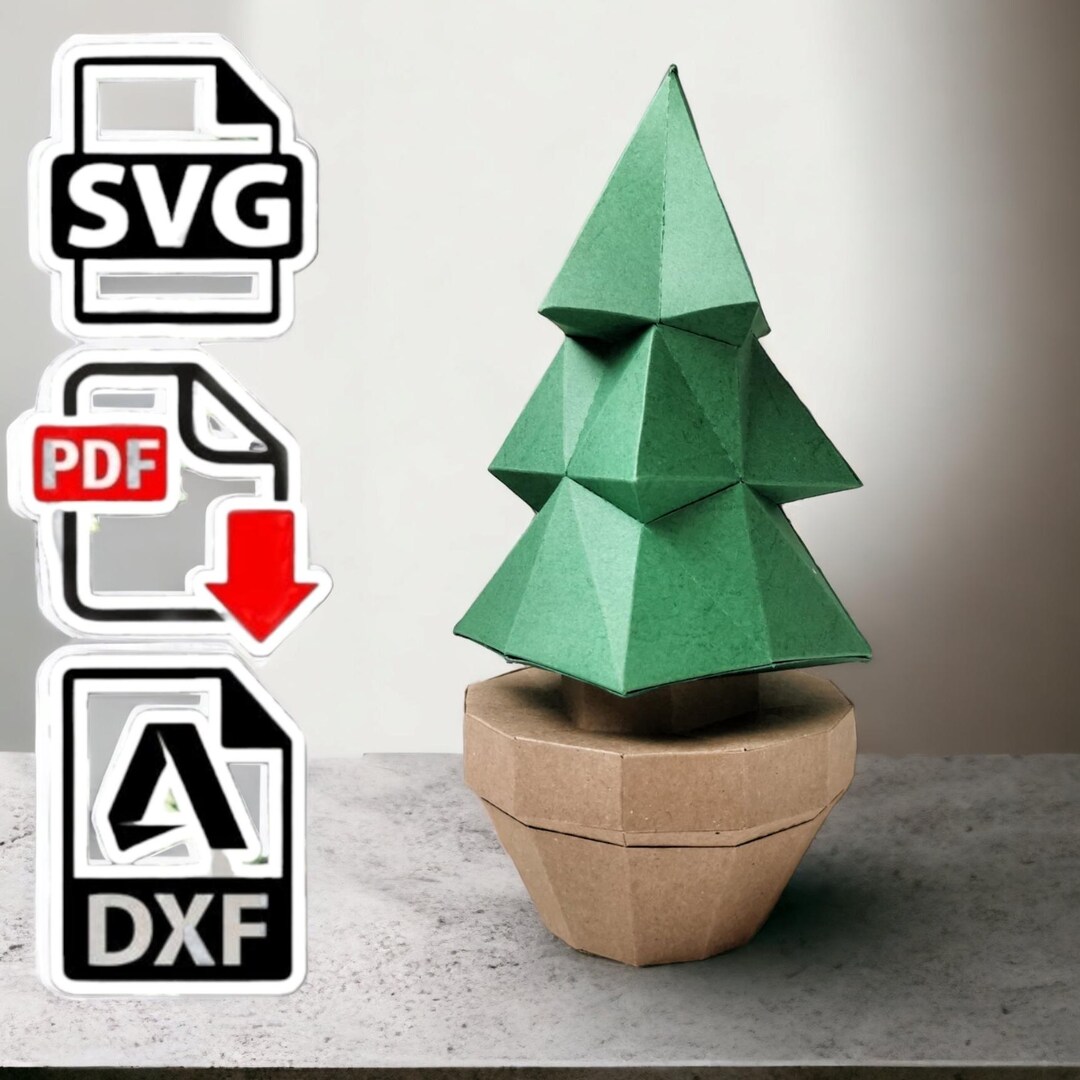 Handmade Christmas Tree in Pot Papercraft Template - Printable PDF ...