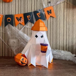 Kit fai da te per fantasmi di carta spettrali - Modelli PDF e SVG 3D di Halloween