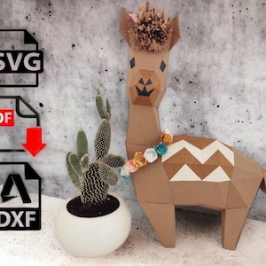 Babykamerdecoratie met lamathema - Papercraft 3D DIY - digitale bestanden - pdf en SVG