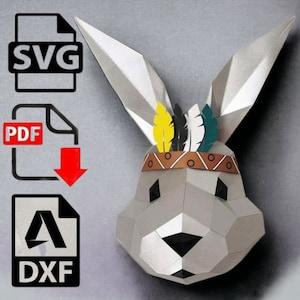 Adorable Papercraft Bunny: 3D SVG PDF Template for DIY Paper Art