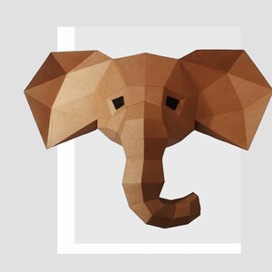 Kit de artesanato de papel de elefante 3D fácil – perfeito para iniciantes | Modelo para impressão e arquivos de corte