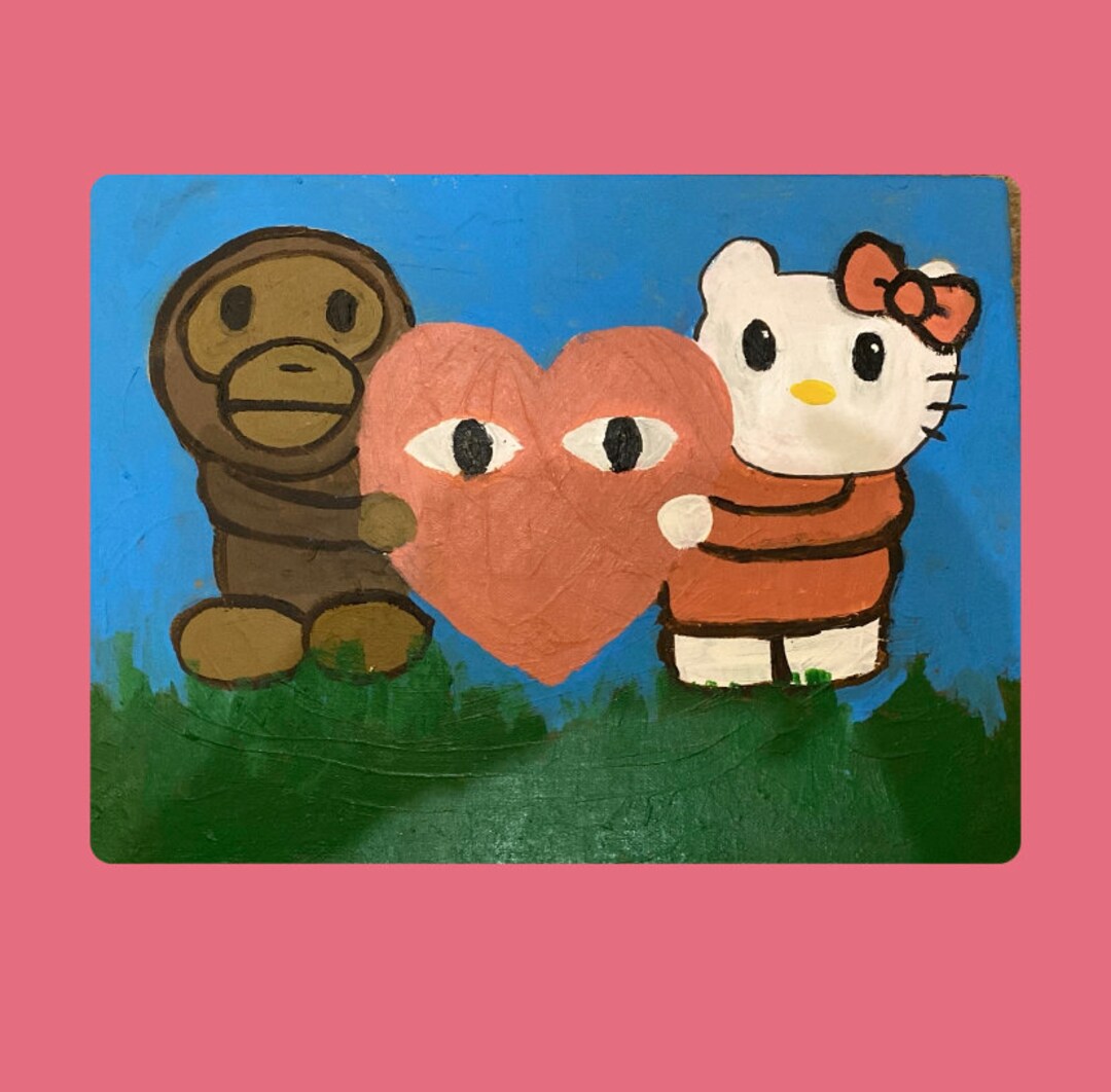 Hello Kitty X Bape Painting Etsy
