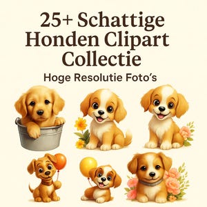 Schattige Honden Clipart Collectie, Leuke Elementen, Commercieel Gebruik, PNG Bundel, Verjaardagsfeestje, Kinderkamers, 25 Afbeeldingen