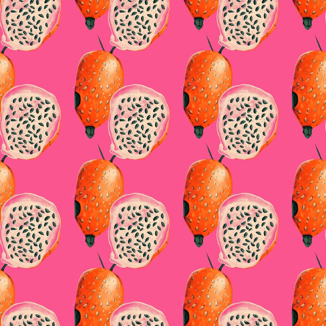 Strawberry Dragon Fruit Summer Seamless Pattern, DIGITAL Download ...