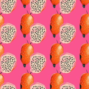 Strawberry Dragon Fruit Summer Seamless Pattern, DIGITAL Download, Repeat Pattern, Spring Pattern, Retro Summer Seamless Pattern