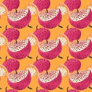 Dragon fruit Galore Seamless Pattern, DIGITAL Download, Repeat Pattern, Spring Pattern, Retro Summer Seamless Pattern