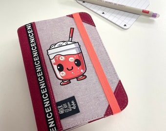 Kalenderhülle mit Kalender, Spatzjournal Cover, Bubble Tea rot