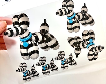 Bügelbilder Set *Ballonhund schwarz/weiss getreift*