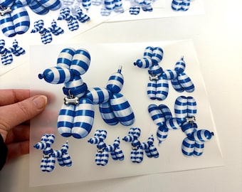Bügelbilder Set *Ballonhund blau/weiss gestreift*