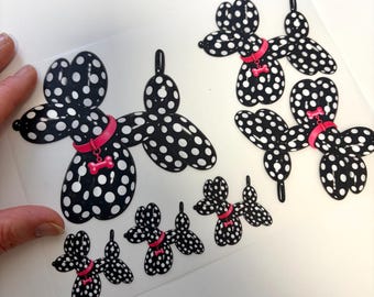 Bügelbilder Ballonhund - Set schwarz/weiß mit pink