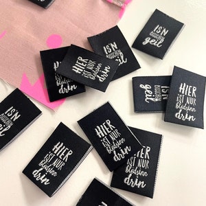 Weblabel 6x schwarz/weiß - beidseitig (verschieden) gewebt