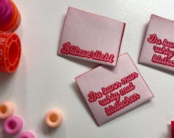 Weblabel 6 stk. in rosa/rot beidseitig