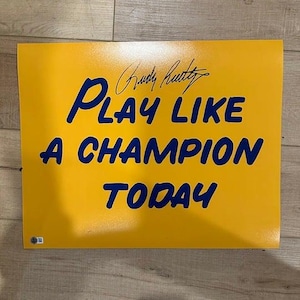 Rudy Ruettiger signed autographed Play Like A Champion Today 16x20 Photo Beckett