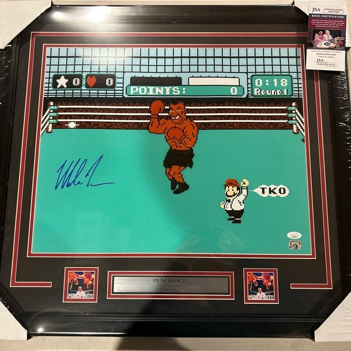Mike Tyson autograph Punch Out Video Game 16x20 photo Framed JSA