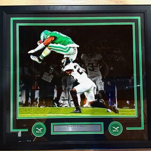 Saquon Barkley Philadelphia Eagles Reverse Hurdle 16x20 Photo Framed