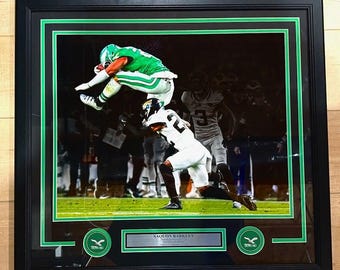 Saquon Barkley Philadelphia Eagles Reverse Hurdle 16x20 Photo Framed