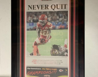 Chiefs Kansas City Star Super Bowl LIV Champions Original Newspaper Framed