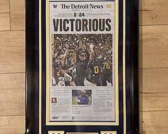 Michigan Wolverines 2024 CFP Detroit Newspaper front page Framed