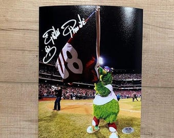 Phillie Phanatic firmó una foto de 8 x 10 de los Philadelphia Phillies