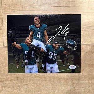 Jake Elliott ha firmato la foto celebrativa dei Philadelphia Eagles 8x10 PSA