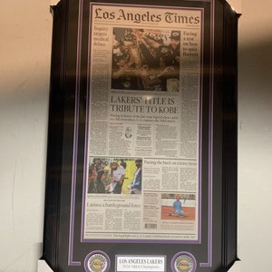 Los Angeles Lakers 2020 NBA Champions Los Angles Times Orignal Newspaper Framed