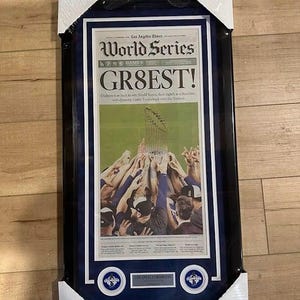 Los Angeles Dodgers 2024 World Series Champions krantenomslag ingelijst
