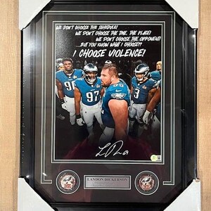 Landon Dickerson signed autographed Eagles SBLIX 11x14 Photo Framed Beckett