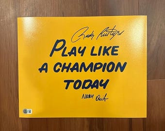 Rudy Ruettiger firmó "Never Quit" de Notre Dame Fighting Irish, foto BAS de 11 x 14