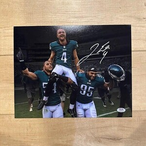 Jake Elliott ha firmato la foto celebrativa autografata dei Philadelphia Eagles 11x14 PSA