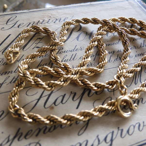 Stunning Vintage 1980s 18ct Gold Plated ROPE Twist Chain Link Necklace 48cm